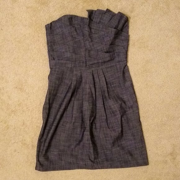 Modcloth Gray Asymmetrical Strapless Dress - Picture 3 of 4